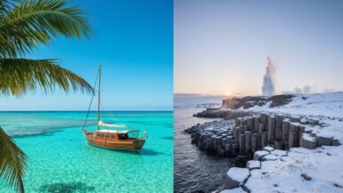 kontrastierende Reiseziele weltweit