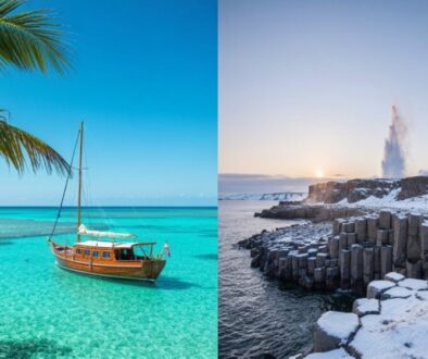 kontrastierende Reiseziele weltweit