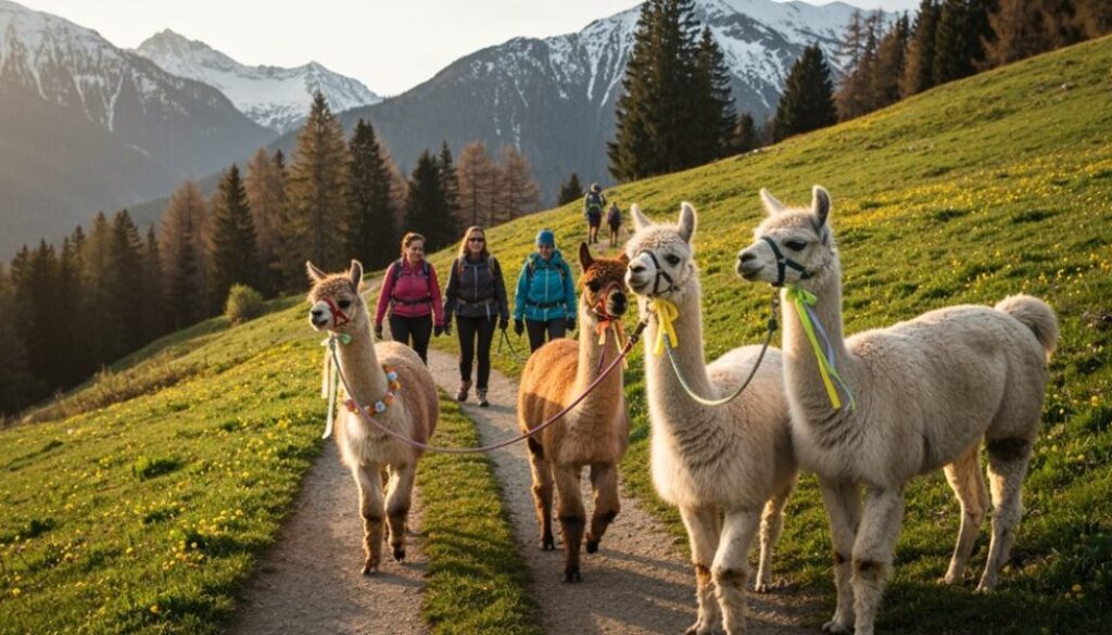 Alpaka- und Lama-Wanderungen