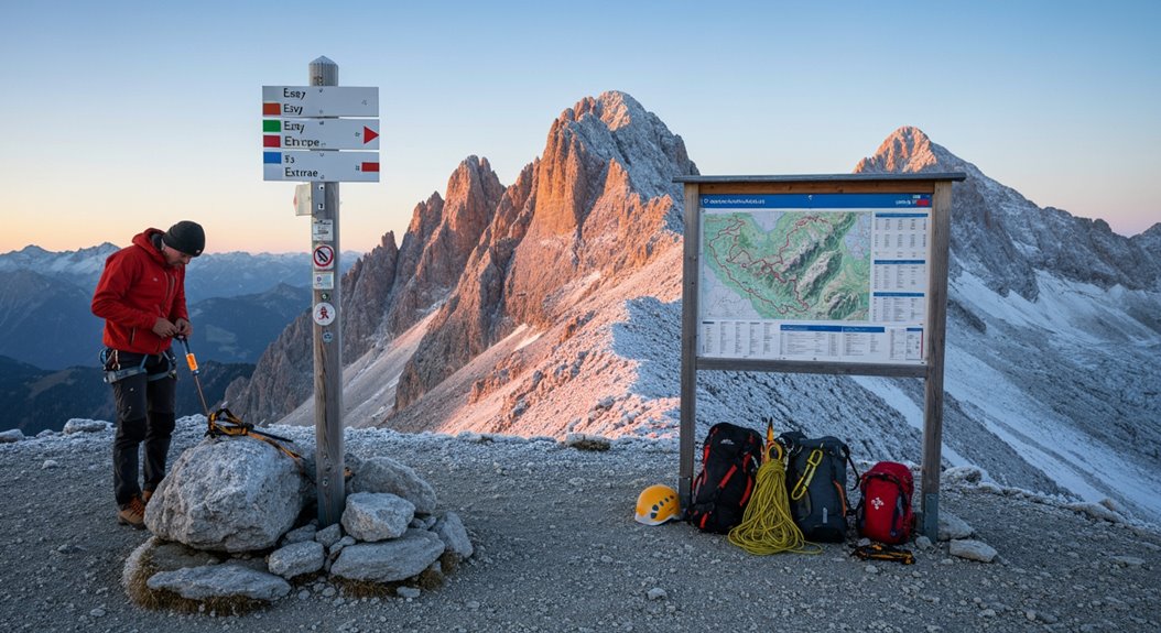 Bewerte die Schwierigkeiten beim alpinen Trekking mit Bedacht