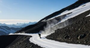 Snowboarden in der frühen Saison in Österreich