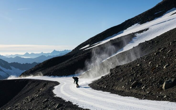 Snowboarden in der frühen Saison in Österreich