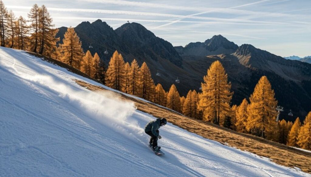 Snowboarden in Österreich im Oktober