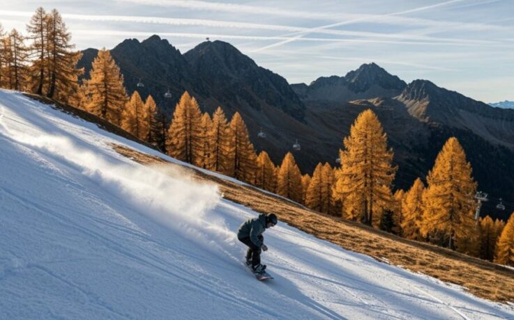 Snowboarden in Österreich im Oktober