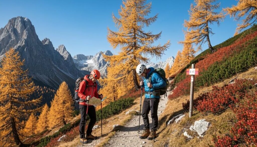 sicheres Wandern in den Bergen im Herbst