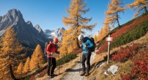 sicheres Wandern in den Bergen im Herbst