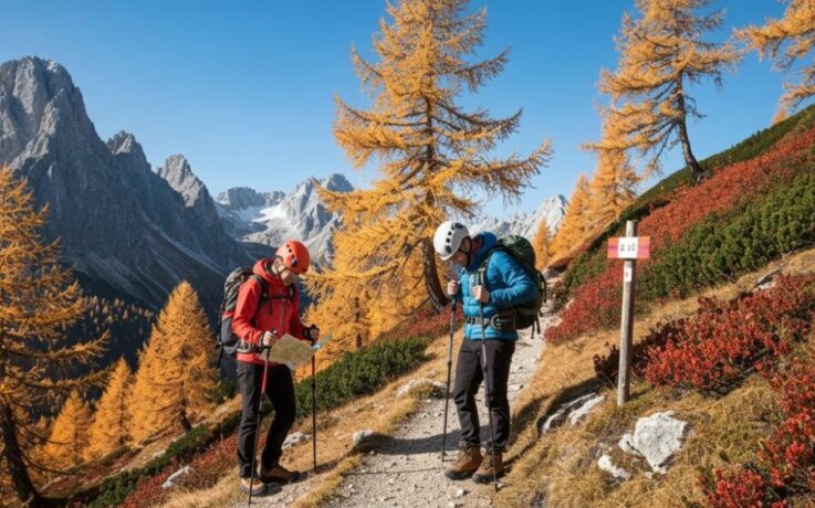 sicheres Wandern in den Bergen im Herbst