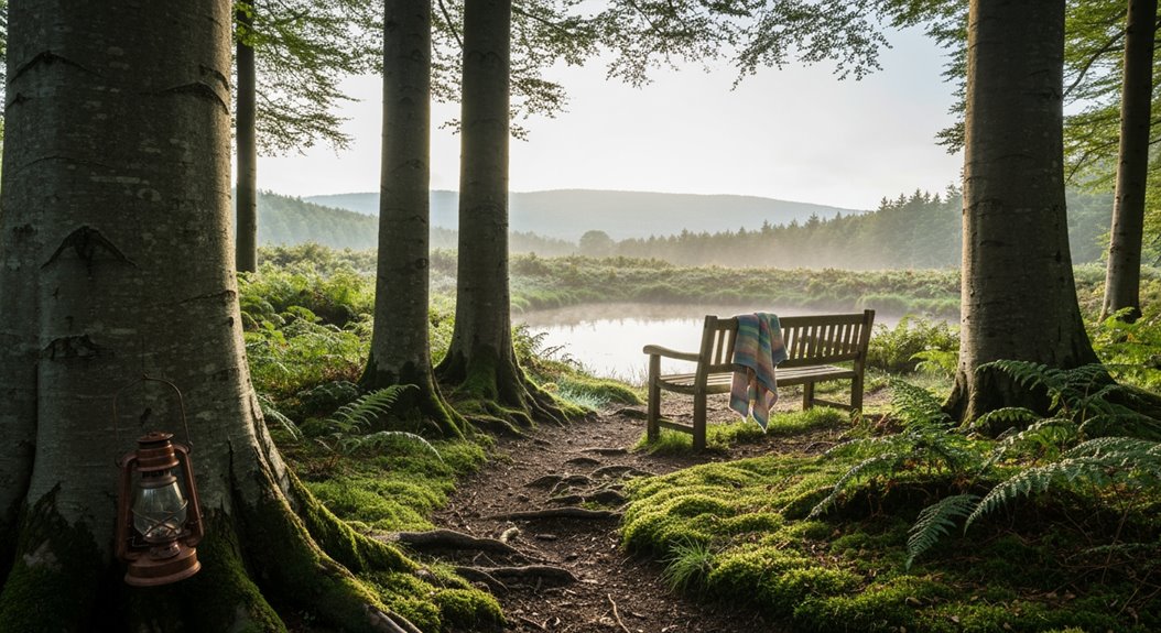 langsame Zuflucht in waldiger Stille