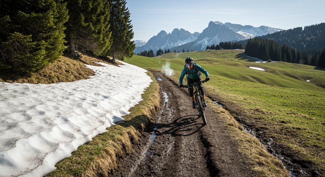 Die Bedingungen zum Radfahren im Frühling variieren