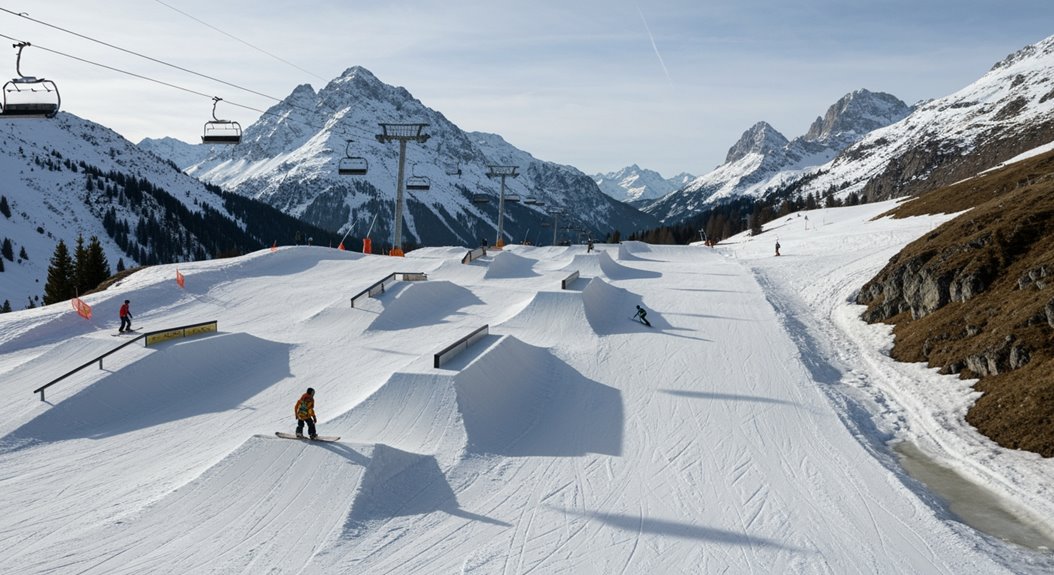 Frühjahrsbedingungen im Snowpark – Timing