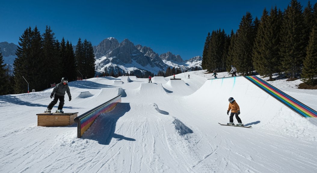 Frühlings-Snowparks für alle Niveaus