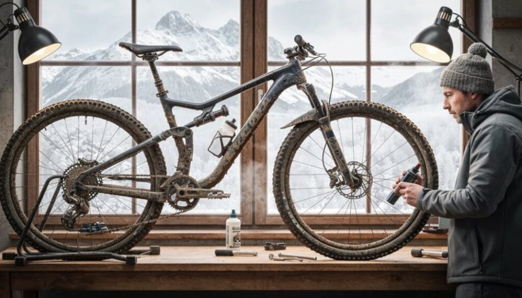Wartung von Mountainbikes im Winter