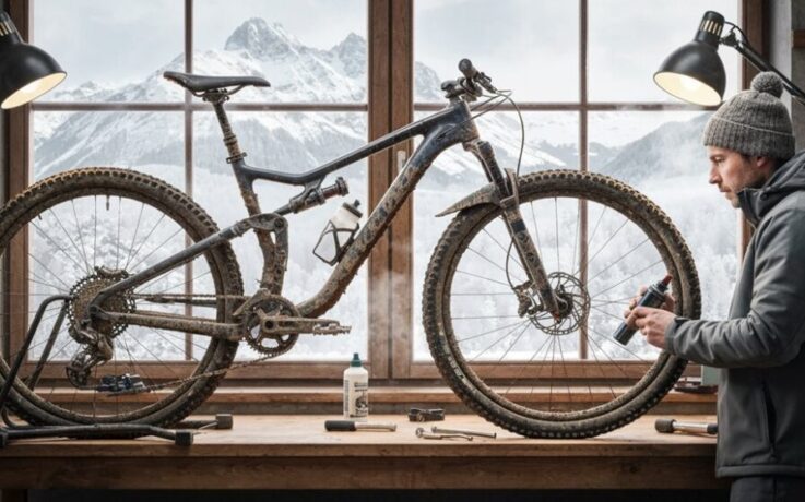 Wartung von Mountainbikes im Winter